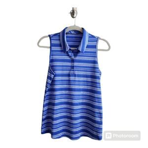 Under Armour Blue Striped‎ Sleeveless Golf Top Size Medium